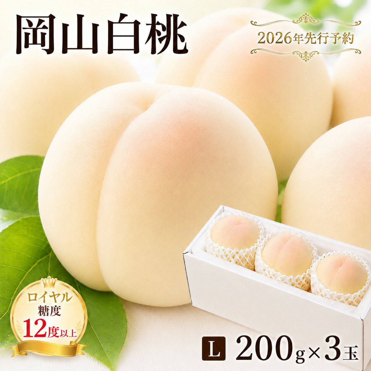 【ふるさと納税】桃 2026年 先行予約 岡山 白桃 ロイヤル 3玉×約200g（Lサイズ）JAおかやまのもも（早生種・中生種）桃 もも モモ 白桃 岡山白桃 岡山県産 国産 フルーツ 果物 ロイヤル 甘い ジューシー 果汁 旬 夏 産地直送 ギフト お届け：2026年7月上旬〜2026年8月中旬