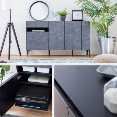 ふるさと納税 大川市 サイドボード 150cm リード　グレー×ブラック【大川家具】 |  | 01