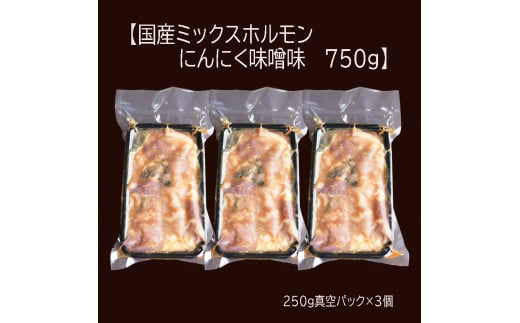 【 訳あり 】 国産牛 ミックスホルモン 750g 250g 小分け パック にんにく 味噌味 ミックス ホルモン 焼き 焼肉 味付 小分け 冷凍 味噌だれ 不揃い おつまみ 国産 牛 肉 京都府 舞