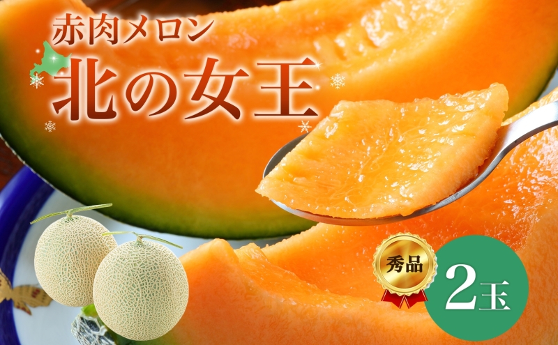 
            【2026年夏発送】北海道 赤肉メロン 北の女王 秀品 約1.6kg×2玉 計約3.2kg 令和8年 メロン 果物 フルーツ 旬 季節 希少 貴重 甘い 豊潤 国産 デザート ご褒美 産地直送 ギフト お祝い 贈答品 贈り物 常温 お取寄 送料無料  [№5783-0324]
          