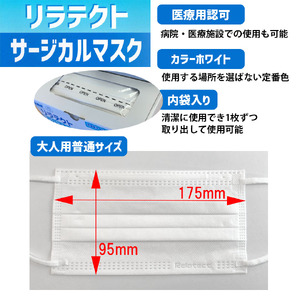 マスク 日本製 医療用 サージカルマスク リラテクト 200枚【50枚×4箱】 人気 日用品 消耗品 国産 使い捨て 送料無料 返礼品 伊予市 山陽物産｜B253