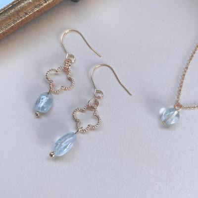 ふるさと納税 長岡京市 Agaroハンドメイド誕生石のピアス&ネックレス(アクアマリン) おまかせデザイン2点SET |  | 01