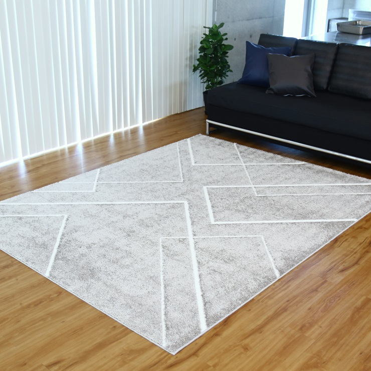 
カーペット リネア シルバー 190cm×240cm｜日本製 国産 敷物 ラグ アース防ダニ 抗菌防臭 滑り止め 床暖ホットカーペット対応 [5054]
