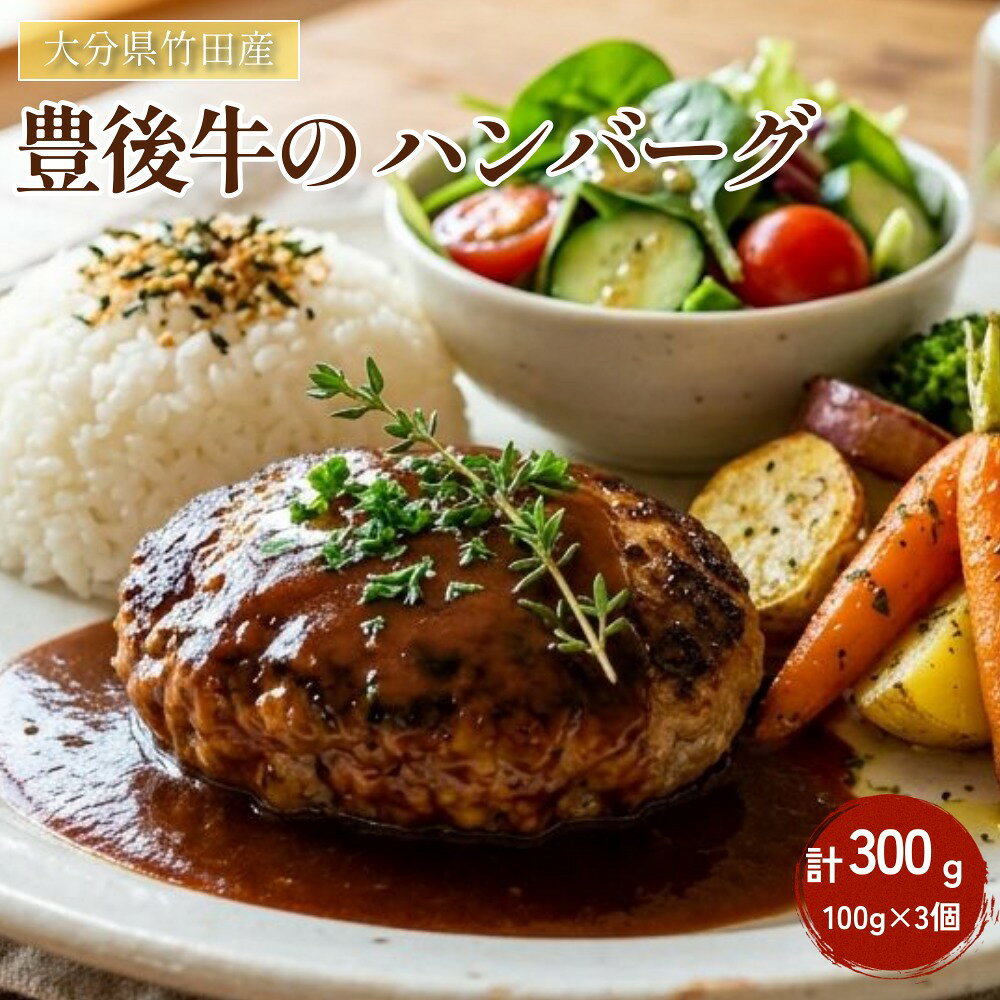 【ふるさと納税】大分県竹田産 豊後牛の ハンバーグ 【100g×3個】