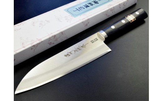 
                  H20-45 DPクラッド三徳包丁165mm 濃州正恒作 丸口金付 (C-121M)
                
