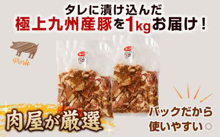 九州産豚 タレ漬け 合計1kg 500g×2袋 豚肉 小間切れ コマ切れ 肉 タレ 冷凍 豚 小分け 簡単調理 国産 九州産 熊本県 水俣市