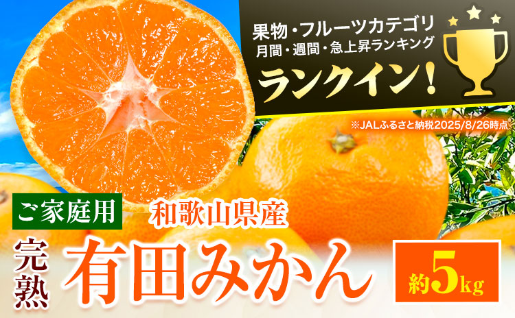 みかん ご 家庭用 完熟 有田みかん 約 5kg 有田マルシェ《11月上旬-11月下旬頃出荷》 和歌山県 日高町 みかん 有田みかん 柑橘 フルーツ 完熟 送料無料 訳あり みかん 蜜柑 ミカン 柑橘