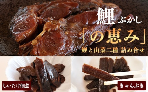 
                  鯉 山菜 佃煮の詰合せ「の恵み」 鯉ぶかし しいたけ佃煮 きゃらぶき 惣菜 和食 おかず 肴 山形 丸原鯉屋　012-G-MH001
                