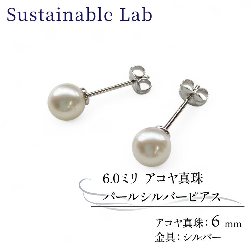 【ふるさと納税】 真珠 ピアス 6.0mm SV シルバー アコヤ真珠 アクセサリー ファッション akoya パール フォーマル カジュアル プレゼント ギフト 贈り物 贈答品 お祝い 誕生日 記念日 冠婚葬祭 国産 三重県 伊勢 志摩 南伊勢町 / パールシルバーピアス6.0mm
