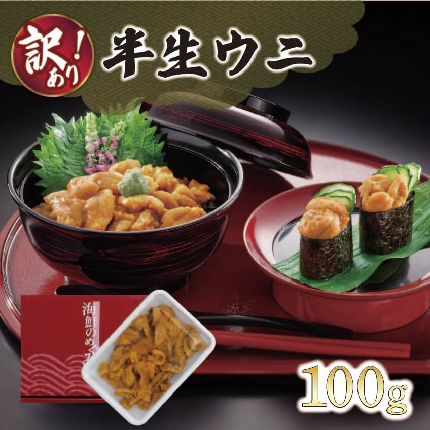 【ふるさと納税】 【スーパーセール寄附金額 改定】 訳あり 岩手県産 半生うに 100g 冷凍 うに ウニ 雲丹 キタムラサキウニ ミョウバン不使用 ウニ丼 丼 おつまみ 晩酌 海鮮 海産物 珍味 日本三大珍味 三陸 岩手県 大船渡市