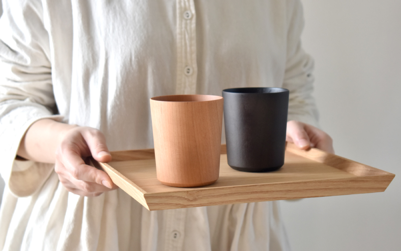 【Hacoa】食卓に温もりを添える天然木チェリーのコップ「Wooden Cup」 チェリー