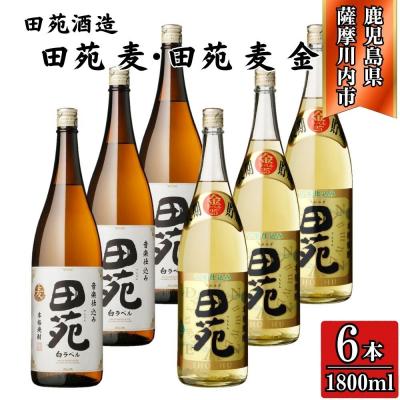 ふるさと納税 薩摩川内市 田苑白ラベル・田苑金ラベル 麦焼酎 25度 1800ml×各3本(計6本) 田苑酒造 DSR-633