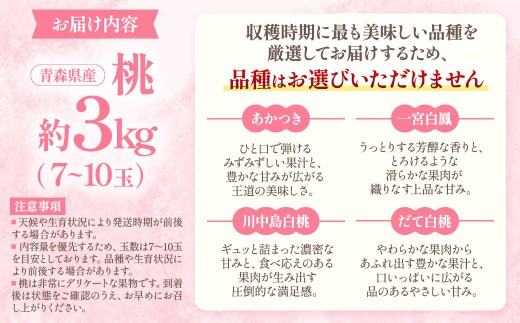 【2026年発送】青森県産 桃 約3kg（7～10玉）★8月中旬～9月中旬頃まで発送予定★桃 もも モモ あかつき 一宮白鳳 川中島白桃 だて白桃 もも 桃 モモ 人気 桃 もも 新鮮 旬 もも モモ 果物 もも 桃 ピーチ 贈答 ギフト 桃 もも 令和8年発送 もも 桃 モモ 桃 先行予約 もも 桃 モモ 桃 果物 もも 桃 モモ  やまさん農園 青森県 三戸町 AF-26-008