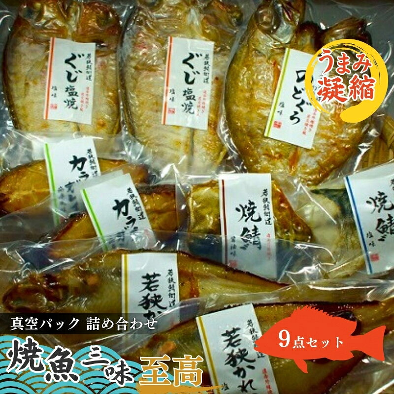 【ふるさと納税】鯖 焼魚ざんまい 真空パック焼魚9点セット 至高 若狭かれい のどぐろ ぐじ 魚介類 焼き魚セット 福井県若狭町