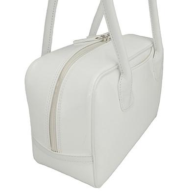 ふるさと納税 御代田町 【濱野皮革工藝のセレブミニボストンバッグ】華やかなかわいらしいボストンバッグです。(ホワイト) |  | 02