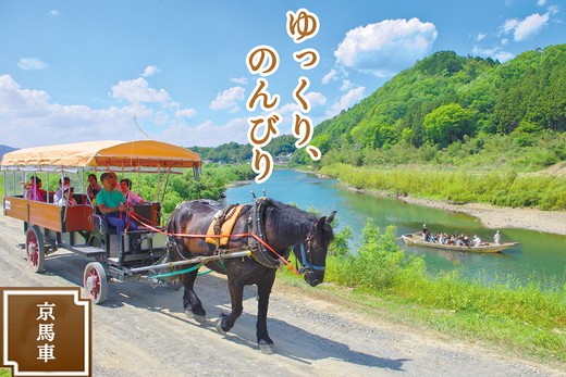 
                  京馬車チケット 子ども（4歳から12歳まで）2枚　京馬車で行くトロッコ亀岡駅から保津川下り乗船場コース ※（要予約）ご利用前に予約が必要です。
                
