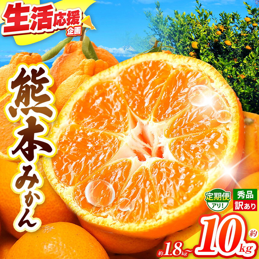 【ふるさと納税】選べる 熊本県産 柑橘 訳あり みかん デコポン 不知火 晩柑 約1.8kg・5kg・10kg 定期便 全3回 農家直送 | 果物 くだもの フルーツ 柑橘 柑橘類 みかん 温州 家庭用 1.8キロ 5キロ 10キロ 大量 みかん 玉名 熊本 送料無料 自宅用