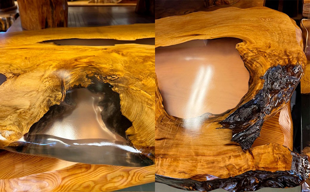 屋久杉レジンテーブル（座卓・ダイニング）