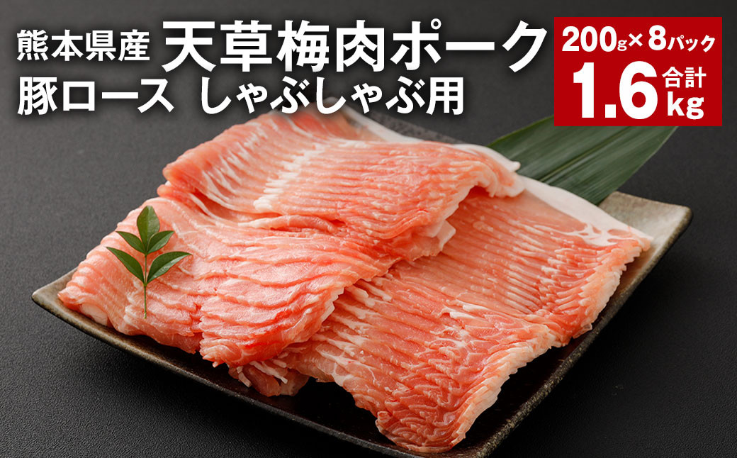 
            完全無薬！梅肉エキス肥育 熊本県産 天草梅肉ポーク 豚ロース しゃぶしゃぶ用 計約1.6kg （約200g×8パック） 豚肉 お肉
          