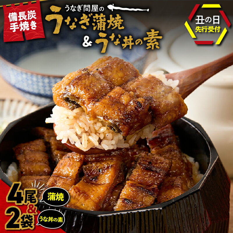 【ふるさと納税】【土用の丑の日特集】【土用の丑の日予約】 うなぎ問屋の 備長炭手焼 うなぎ蒲焼 合計740g ［蒲焼4尾（計600g）+ うな丼の素 2パック（計140g）］うなぎ 国産 九州 本格 鰻 ウナギ 蒲焼 冷凍 鰻丼 鰻重