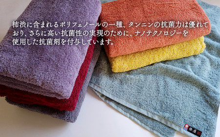 ＜ 今治タオルブランド認定品 ＞ 天然由来の抗菌タオル 「柿渋染め 古来の彩（いろ）」　バスタオル 1枚（カラー 選択可能） 深川鼠/青鈍/小豆色/江戸紫/苅安色/茜