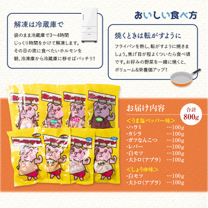 ちょい飲みに最適！食べ切り焼肉「ホルモンマン」セット800g 豚ホルモン 豚肉 焼肉 BBQ ガツナンコツ レバー 白モツ 大トロ ハラミ カシラ 群馬県 渋川市 F4H-0180