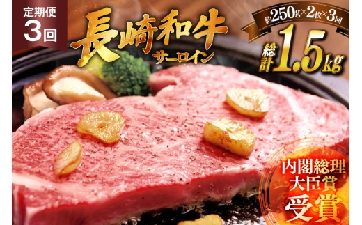 和牛 ステーキ 長崎和牛 サーロイン 250g 2枚 ソース付き 3回 定期便 計1.5kg [萩原食肉産業 長崎県 平戸市 hr42bgy410031] 肉 牛肉 焼肉 にく 平戸 希少 鉄板焼き
