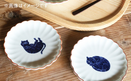 【波佐見焼】呉須猫 小皿 〈背伸び〉 3点セット 食器【西海陶器】[OA476]