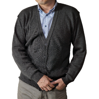 
            無地 メンズニット カーディガン チャコール S寸 15230【1234074】
          