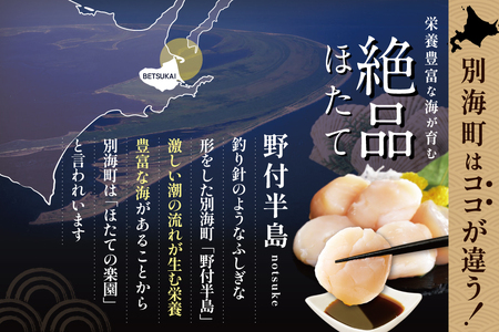 北海道 野付産  冷凍ホタテ 貝柱 中粒（3Sサイズ）ホタテ 1kg（ ほたて 帆立 ホタテ 貝柱 北海道 野付 別海町 人気 ふるさと納税   ）be018-0222