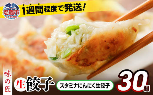 【 12/9～ 寄附額改定 】【 スピード発送 】 餃子 スタミナ にんにく こだわり 本格 生餃子 30個 冷凍 1週間 程度で発送 7,000円 ｜ 味の匠 無添加 ぎょうざ ギョーザ 急速冷凍 国産 豚肉 国産野菜 こだわり餃子 防腐剤 不使用 田子町ニンニク ニンニク 簡単 お手軽 絶品 おかず 晩ごはん 惣菜 おつまみ お手軽 宮城県 塩竈市 塩釜 vth00012 r6-th00014