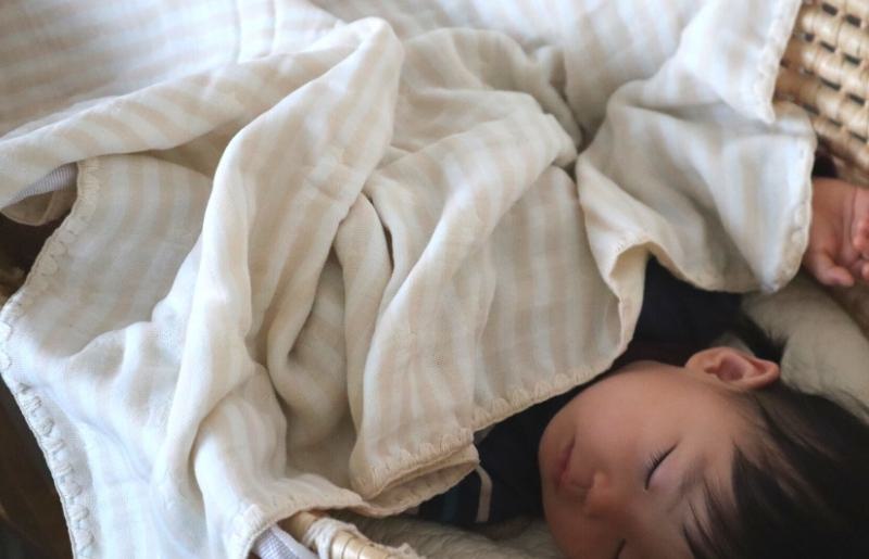 【eclat bebe】泉州南部織 4重ガーゼマルチケット（BeWh/Sサイズ） G1909