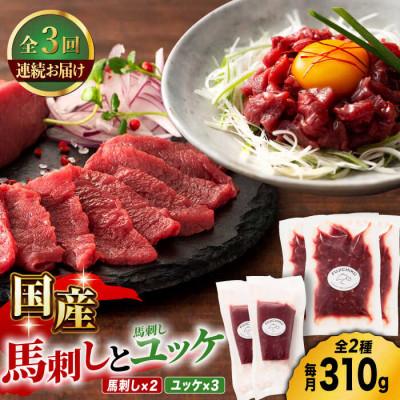 ふるさと納税 山鹿市 【毎月定期便】国産馬刺し と ユッケ のセット全3回