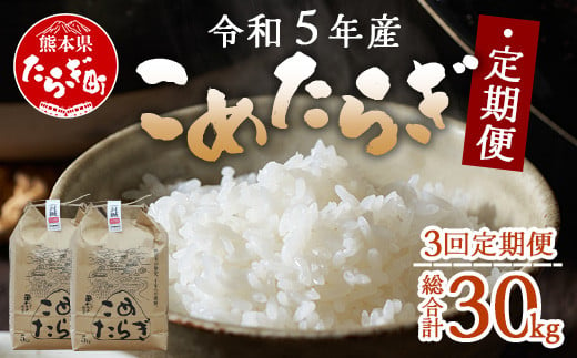 【定期便3回】多良木町産 こめたらぎ 10g（5kg×2袋）×3回 計30kg