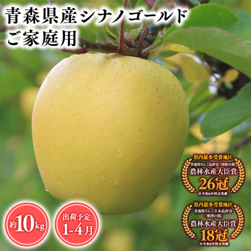 2026年産 １月～4月発送　【訳あり】家庭用シナノゴールド10ｋｇ　【そと川りんご園・１月・２月・３月・４月・青森県産・平川市・りんご・シナノゴールド・10ｋｇ・訳あり・家庭用】