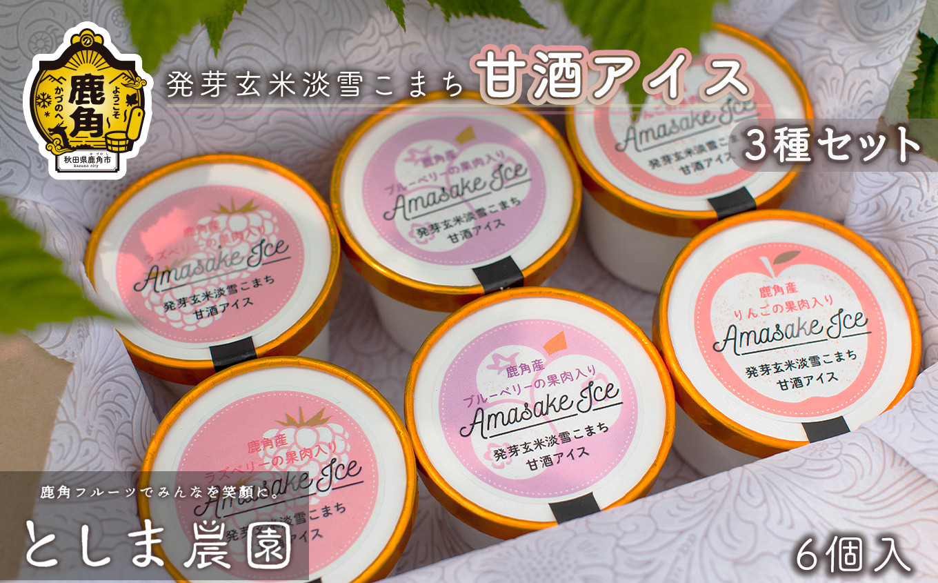 
                  発芽玄米淡雪こまち甘酒アイス3種セット 6個入【としま農園】 旬 新鮮 詰め合わせ セット お取り寄せ 小分け お中元 お歳暮 お取り寄せ 母の日 父の日 グルメ ギフト 故郷 秋田 あきた 鹿角市 鹿角 送料無料 
                