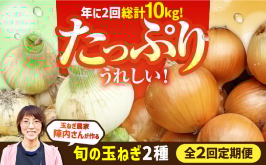 【2回定期便】農家直送 玉ねぎ定期便 5kg/回 【玉葱農家 陣内ちひろ】 [IAO026]
