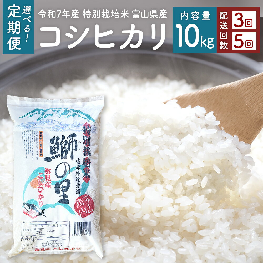 【ふるさと納税】【3回または5回定期便】〈令和7年産 特別栽培米〉 富山県産 コシヒカリ 鰤の里 白米 10kg 富山県 氷見市