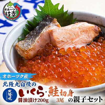 【ふるさと納税】北隆丸自慢のいくら醤油漬け200g・鮭切身3尾の親子セット オホーツク枝幸産【 いくら イクラ 鮭 サケ サーモン 鮭卵 魚卵 魚貝 魚介 加工食品 北海道 オホーツク 枝幸 】