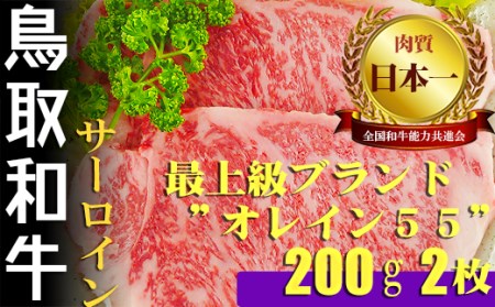 最上級Ａ５ランクオレイン５５　牛サーロインステーキ（小）約200g×２　肉 牛肉 和牛 鳥取和牛 国産 サーロイン ステーキ 肉 牛肉 和牛 鳥取和牛 国産 サーロイン ステーキ 肉 牛肉 和牛 鳥取和牛 国産 サーロイン ステーキ