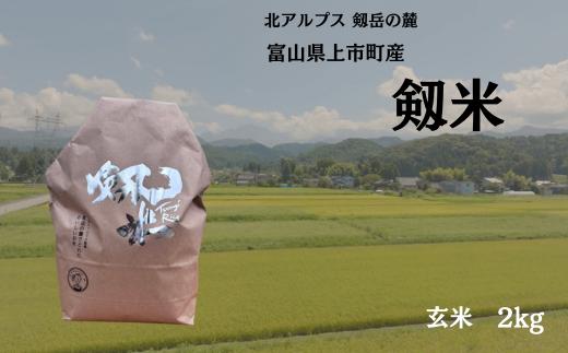 【令和7年産】上市町産コシヒカリ「剱米」（玄米）2kg　 [ソムリエH 富山県 上市町 32280235-r6-01] 　お米 コメ ご飯 ごはん 玄米ご飯 玄米ごはん こしひかり