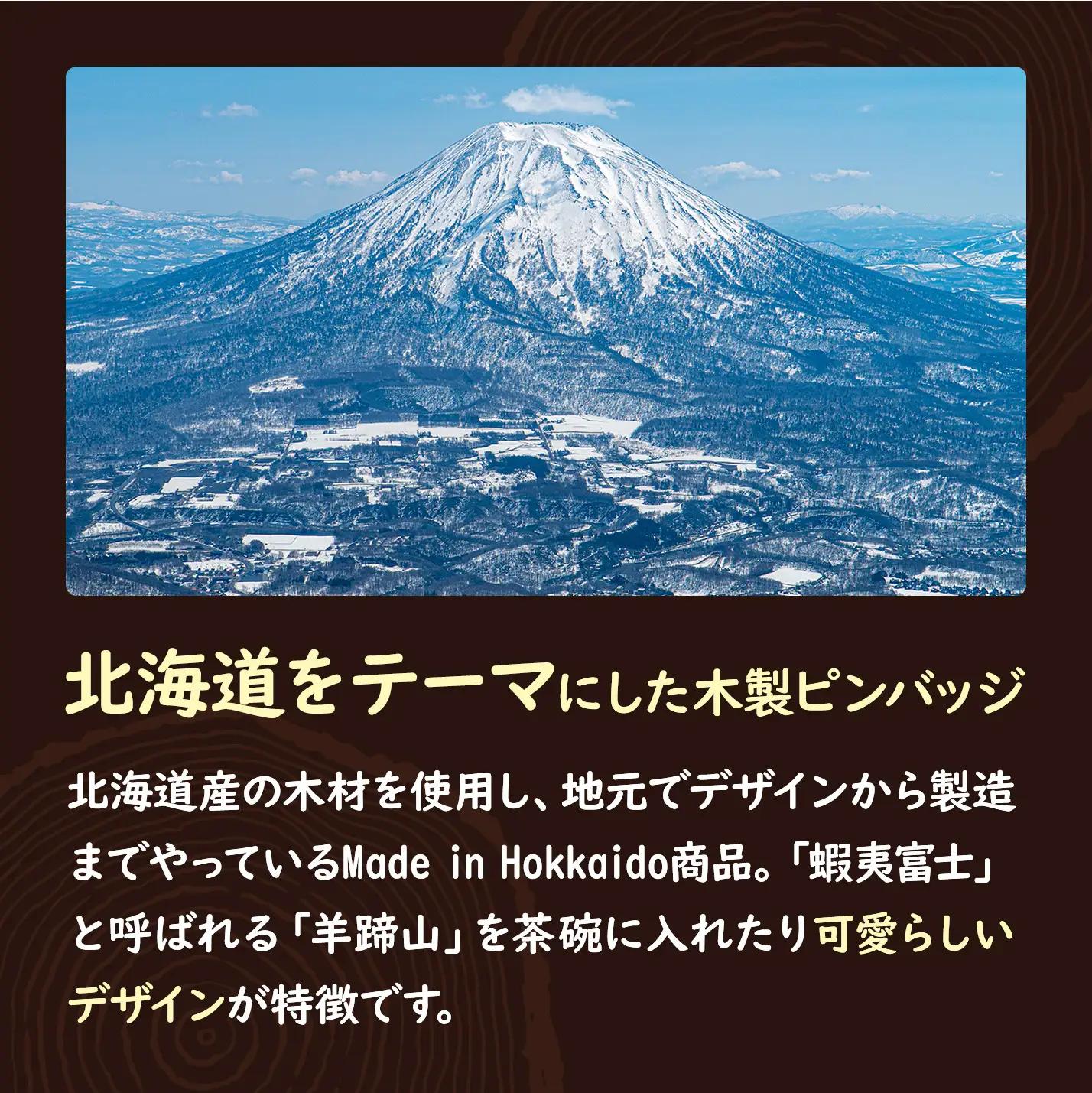 【北海道ニセコ町】クマゲラ製作　デザインは届いてからのお楽しみ　木製ピンバッジ　ニセコピン　シリーズ５個　（北海道産木材使用）【50007】