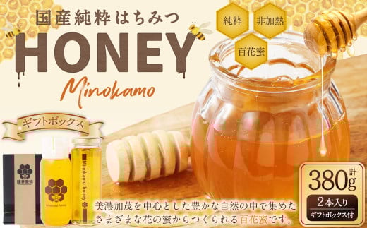 【レビューキャンペーン対象商品】国産 無添加 MINOKAMO HONEY はちみつギフトBOX（2本入）| 藤井養蜂 蜂蜜 非加熱 百花蜜 ギフト 贈り物 プレゼント M13S45