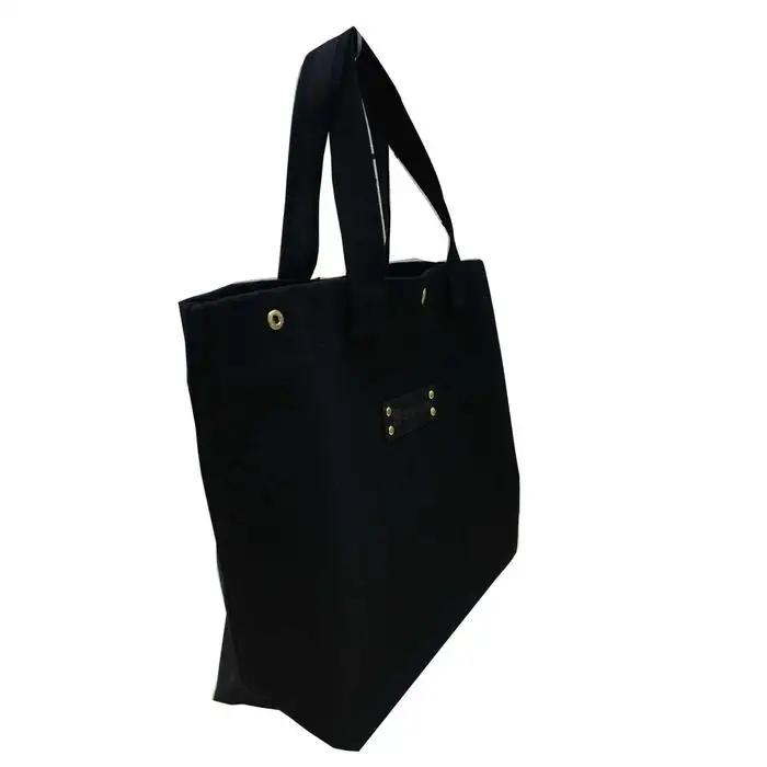 【福岡市の縫製工場オリジナルブランド OKUNIYA】本革ネーム（ブラック） トートバッグ ブラック（Mサイズ） | かばん ファッション 人気 おすすめ 送料無料