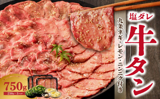 【大盛九条ネギ】塩ダレ牛タン750g 薄切り 牛タン 九条ねぎ 味付き 焼くだけ 簡単 焼肉 牛肉 京都府 木津川市 特製塩だれ 牛たん 小分け 【093-05】