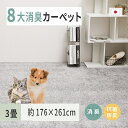 【ふるさと納税】ペットにやさしい 8大消臭・抗菌 カーペット 1枚 3帖 グレー 約176×261cm 600094930｜抗菌加工 消臭 防臭 パイル地 ホットカーペット インテリア 天然素材 動物 猫 犬 [3482]