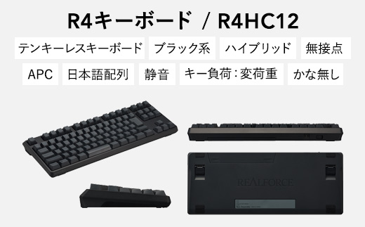 東プレ REALFORCE R4 プロのためのプレミアムキーボード 日本語配列 テンキーレス 変荷重 黒 (型式：R4HC12)