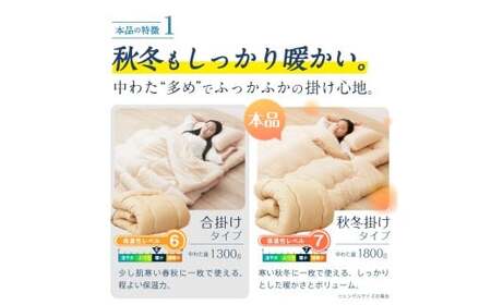 防ダニ抗菌掛け布団 シングルロング 秋冬用 150cm×210cm  3色から選べる