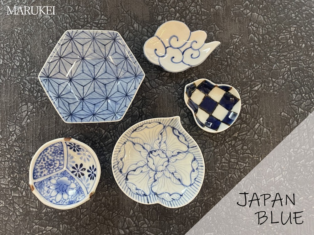 【セット】JAPANBLUE（六角皿、雲型豆小皿、桃型小皿、瓢型豆皿、丸千代口）