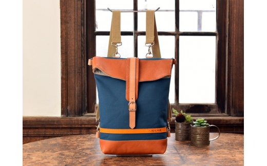 ハンドメイド　八幡帆布鞄リュック・名入れ可能　Mサイズ　【CC04W】<br>